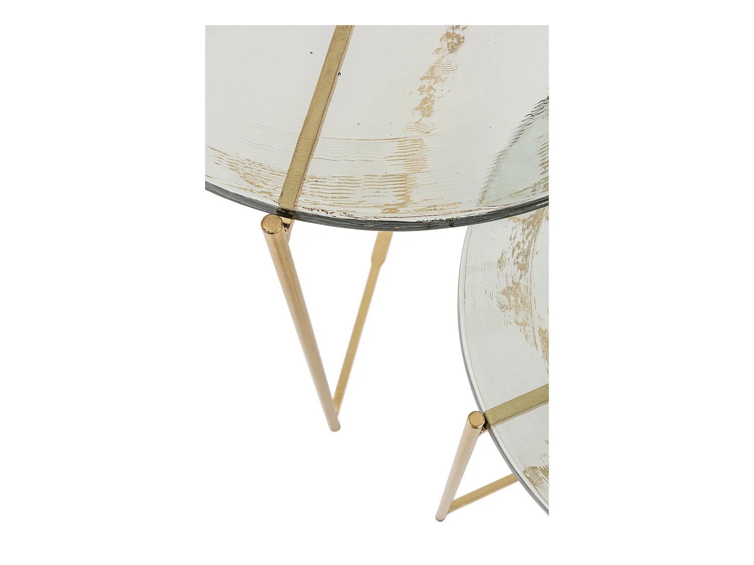Lot de 2 Tables Gigognes "Obi" 58cm Transparent & Or