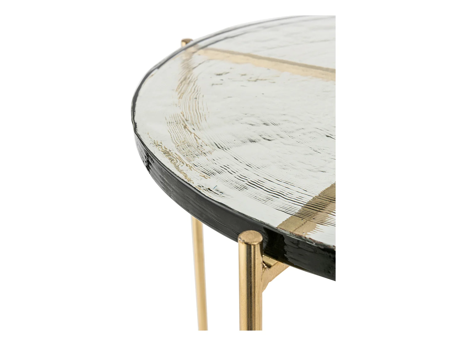 Lot de 2 Tables Gigognes "Obi" 58cm Transparent & Or