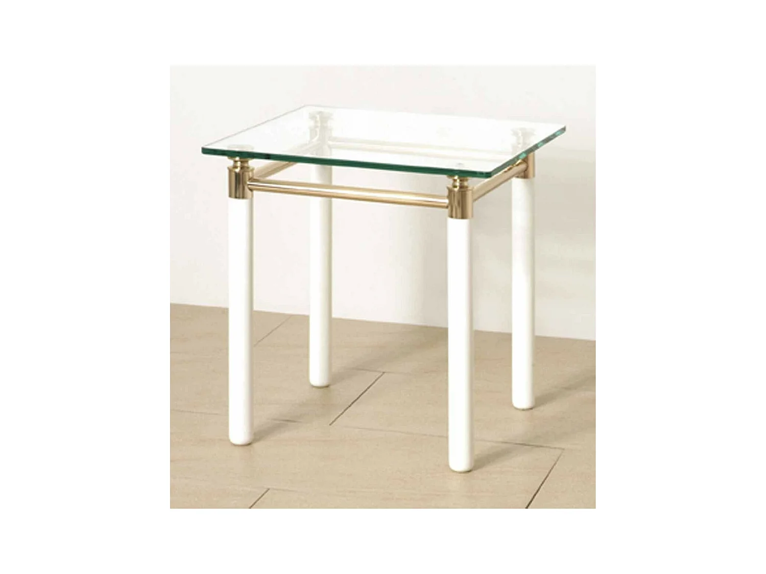 Table d'Appoint Design "Ruben" 44cm Blanc & Or