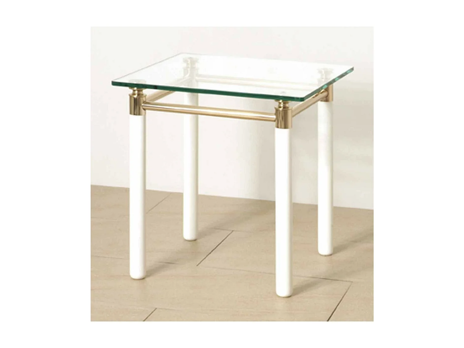 Table d'Appoint Design "Ruben" 44cm Blanc & Or