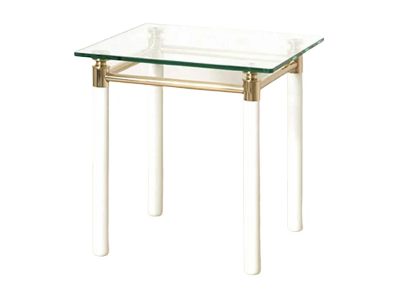 Table d'Appoint Design "Ruben" 44cm Blanc & Or