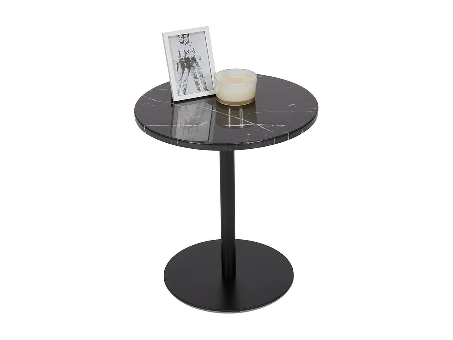 Table d'Appoint Ronde en Marbre "Tonya" 50cm Noir