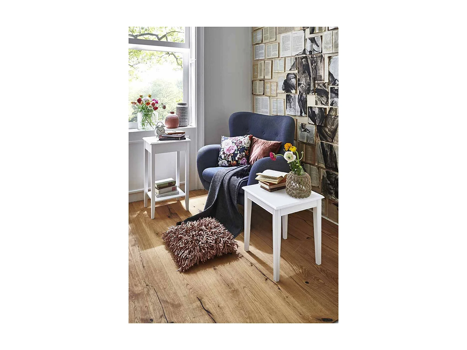 Table d'Appoint Carrée en Bois "Elsa" 51cm Blanc