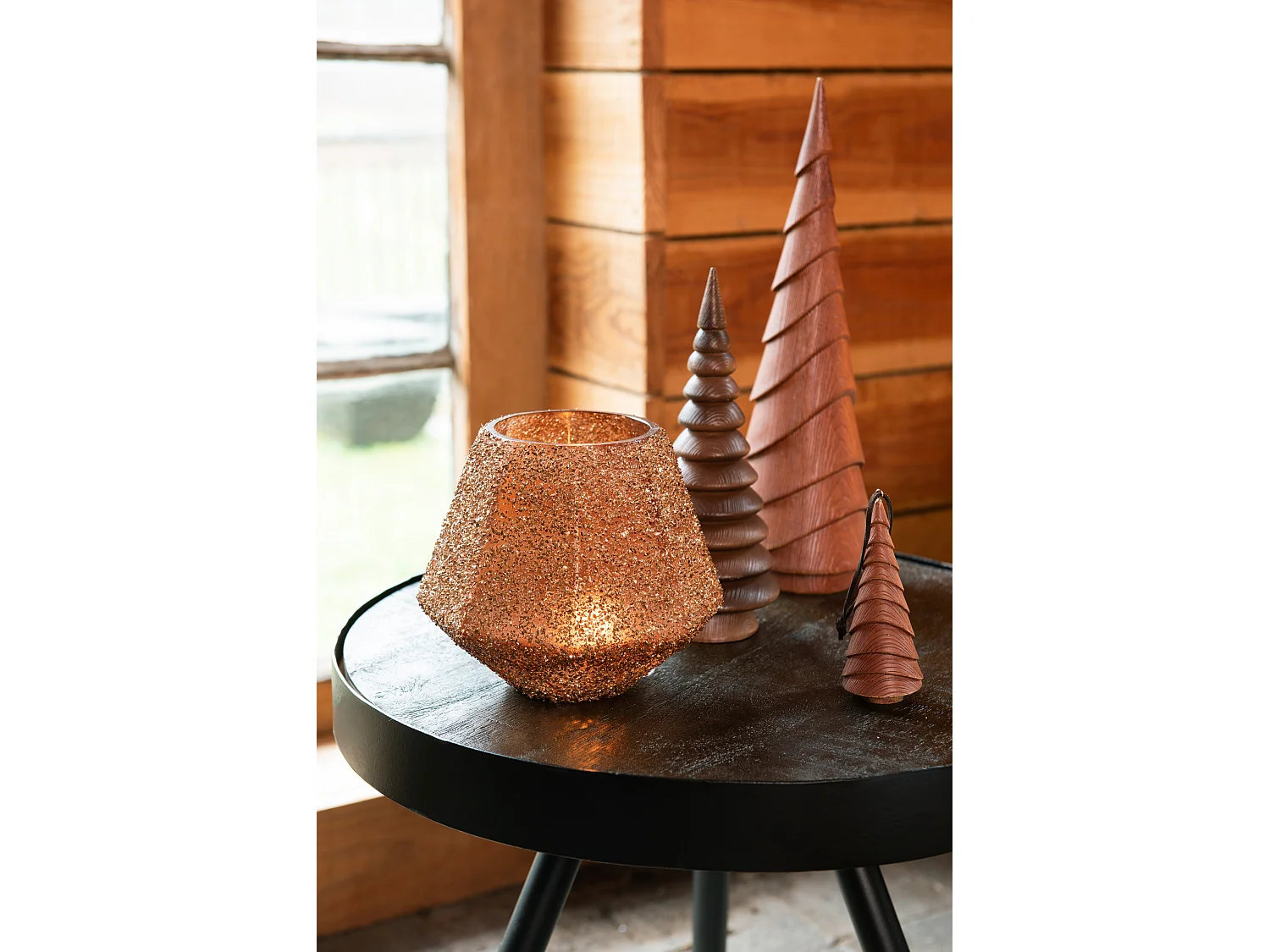 Table d'Appoint en Bois & Fer "Fien" 46cm Naturel