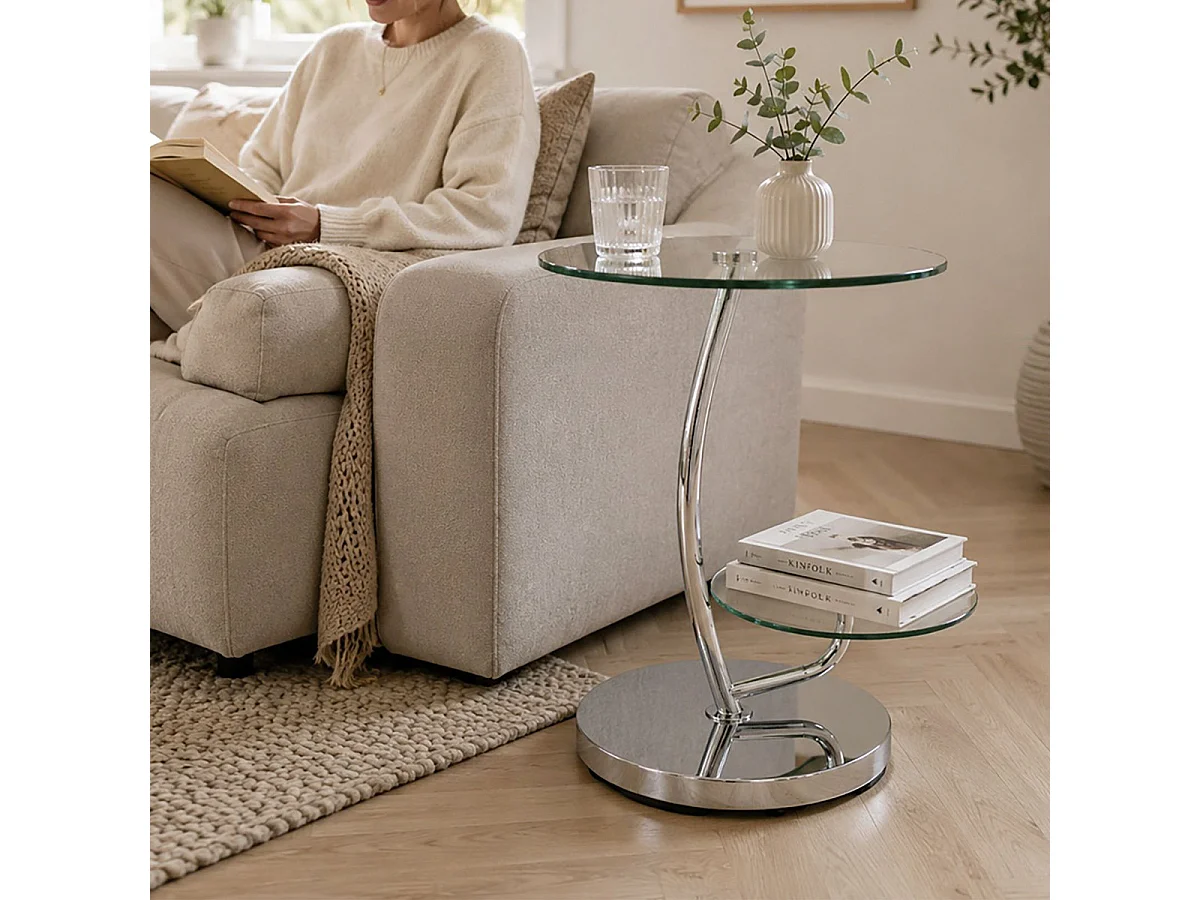 Table d'Appoint Design "Cofag" 55cm Chromé