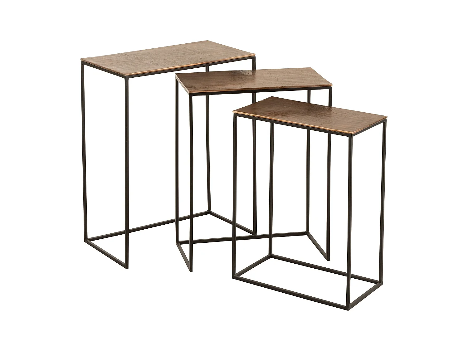 Mesa auxiliar Rolie de metal efecto óxido - Juego de 3