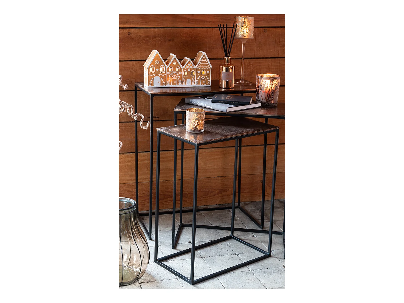 Lot de 3 Tables d'Appoint Gigognes "Bano" 66cm Rouille