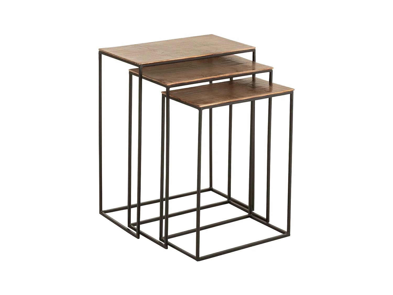 Lot de 3 Tables d'Appoint Gigognes "Bano" 66cm Rouille