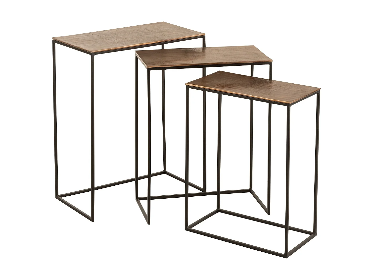 Lot de 3 Tables d'Appoint Gigognes "Bano" 66cm Rouille