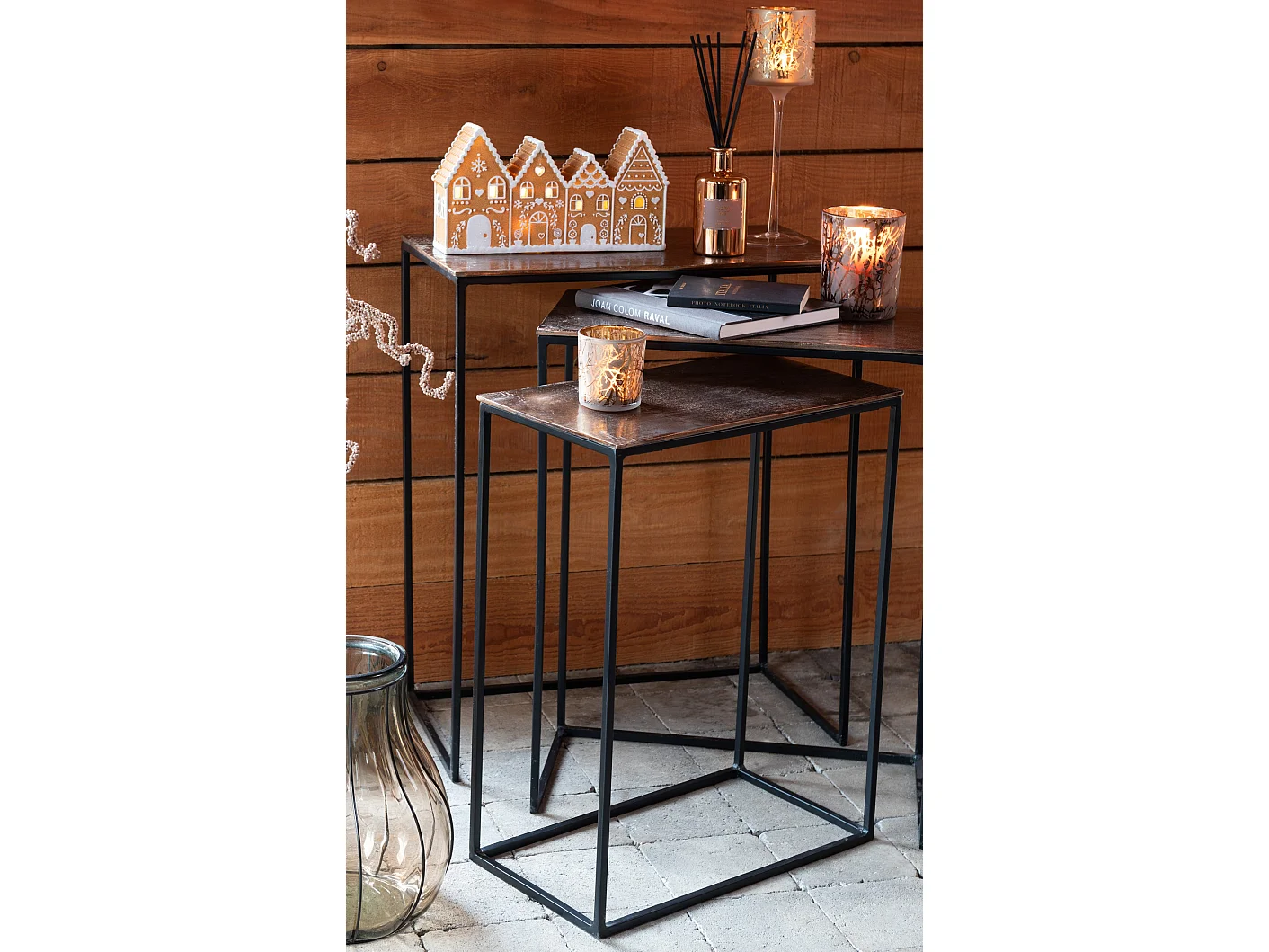 Lot de 3 Tables d'Appoint Gigognes "Bano" 66cm Rouille