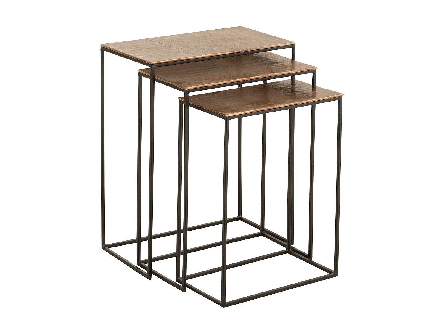 Lot de 3 Tables d'Appoint Gigognes "Bano" 66cm Rouille