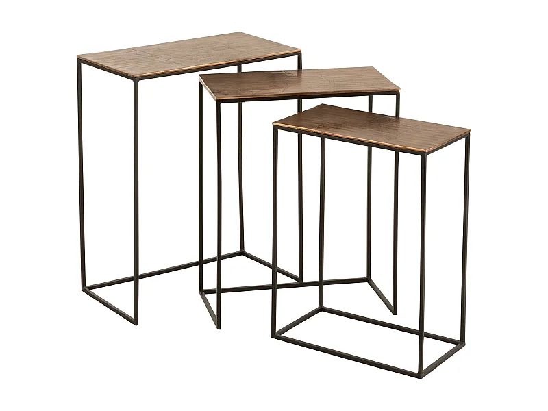 Lot de 3 Tables d'Appoint Gigognes "Bano" 66cm Rouille