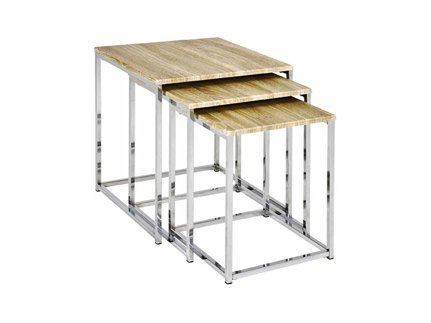 Lot de 3 Tables d'Appoint "Zélie" 42cm Chêne Clair
