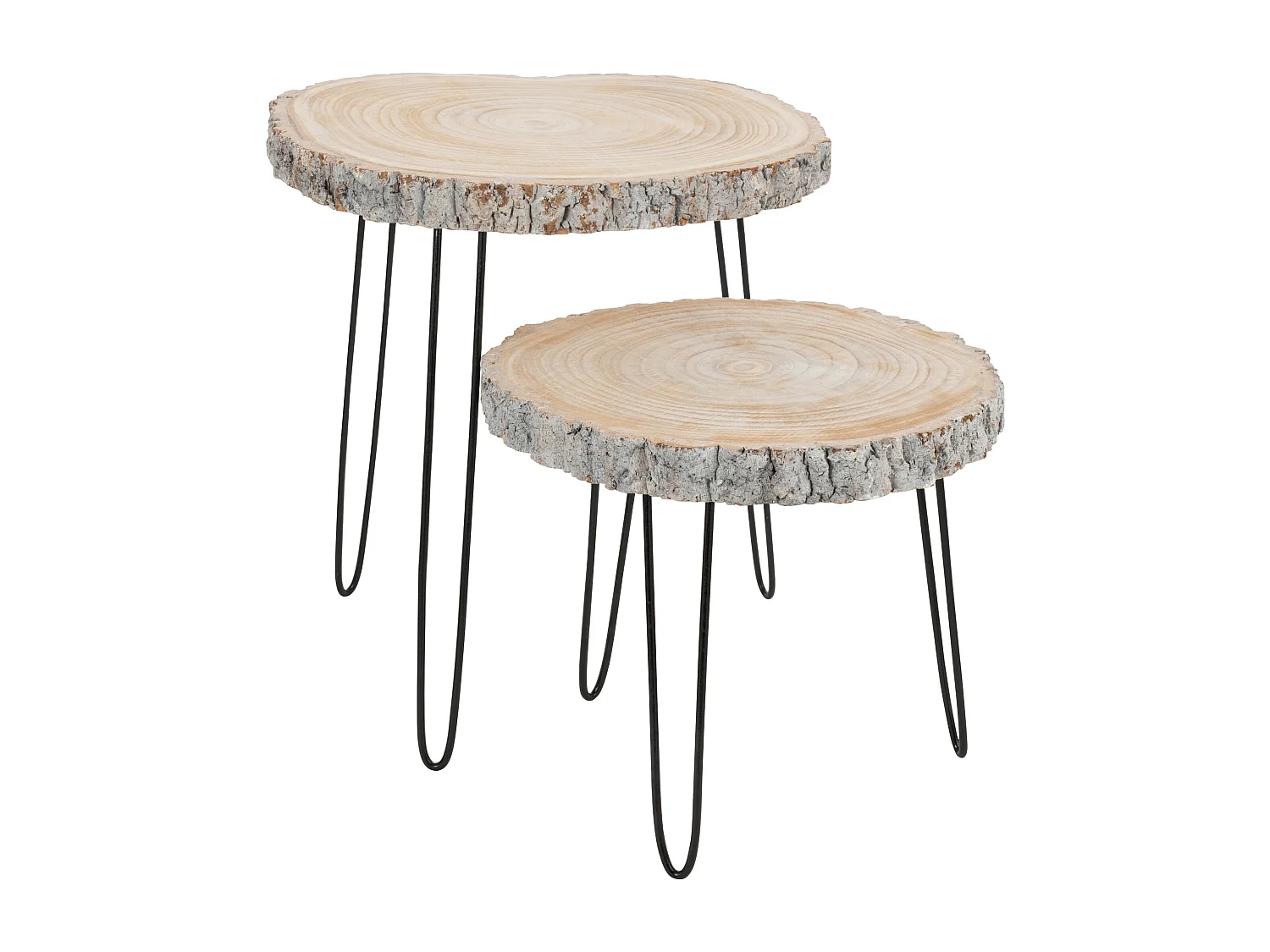Table d'Appoint Gigogne "Albo" 58cm Gris & Naturel