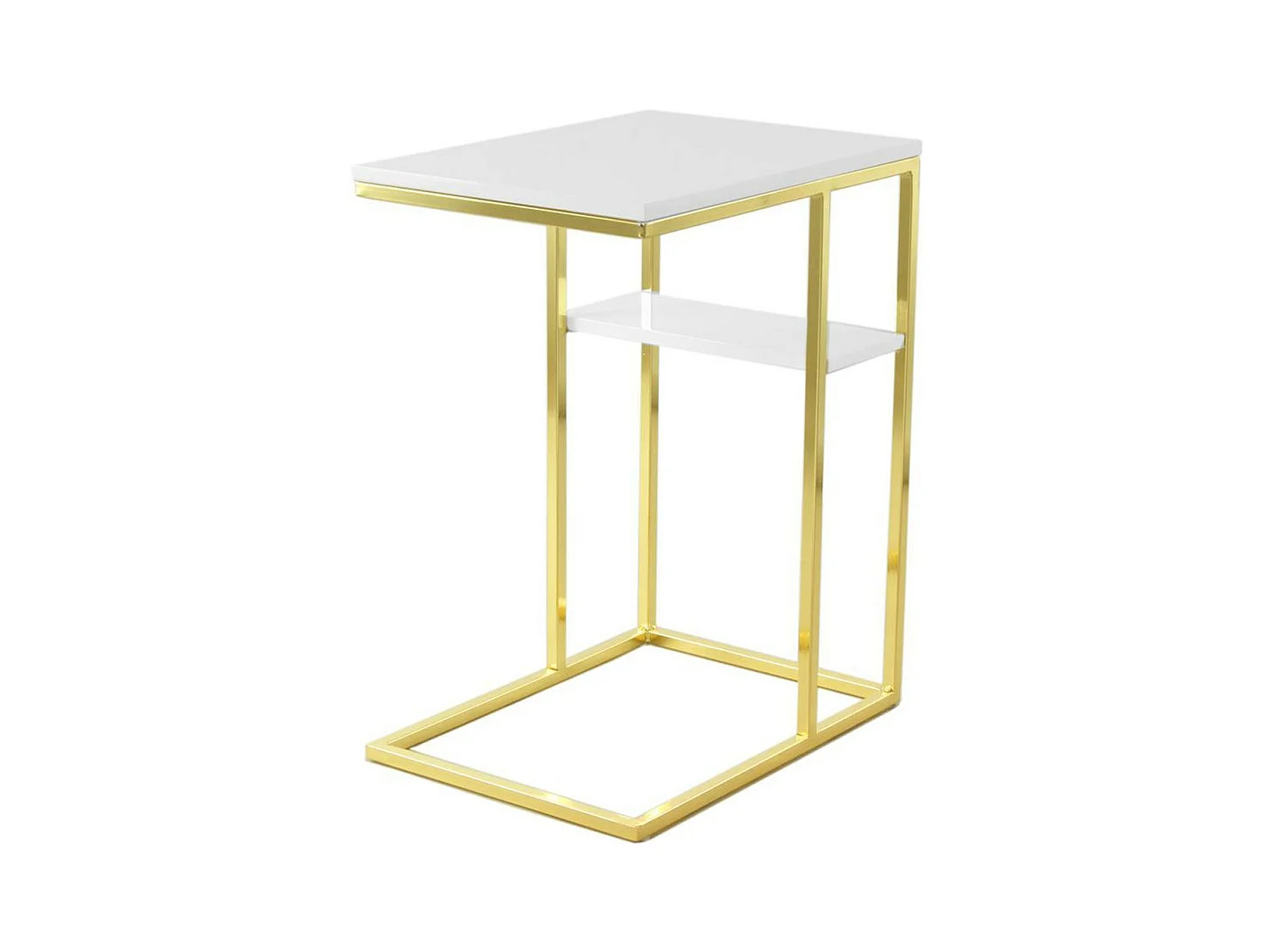 Table d'Appoint Design "Lucilla" 60cm Blanc & Or