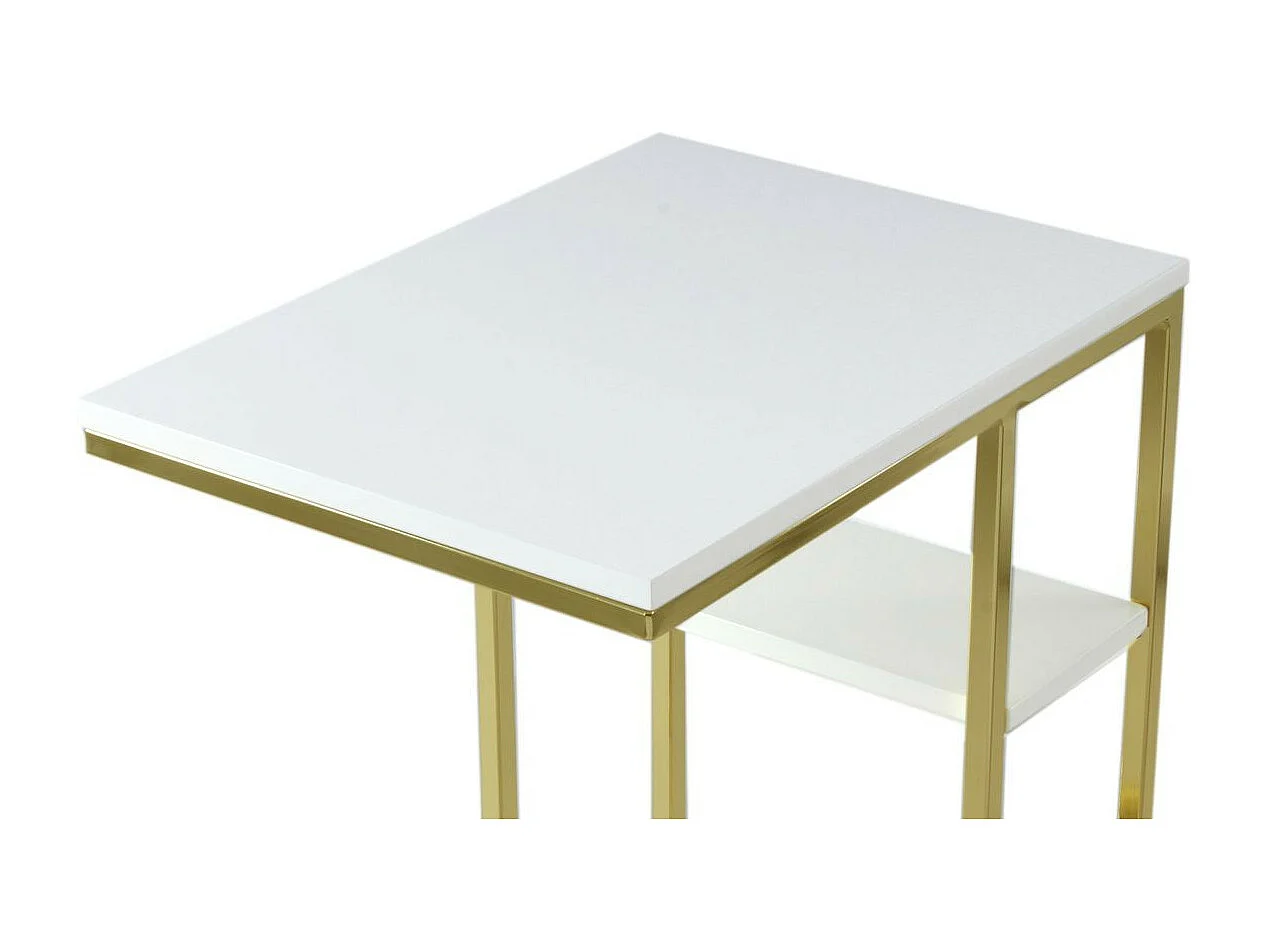 Table d'Appoint Design "Lucilla" 60cm Blanc & Or