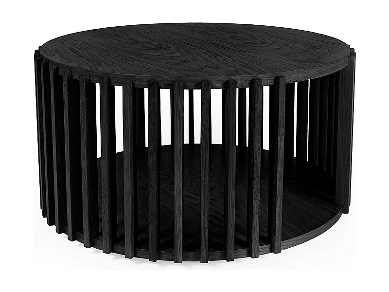 Table Basse Ronde Design "Drum" 83cm Noir