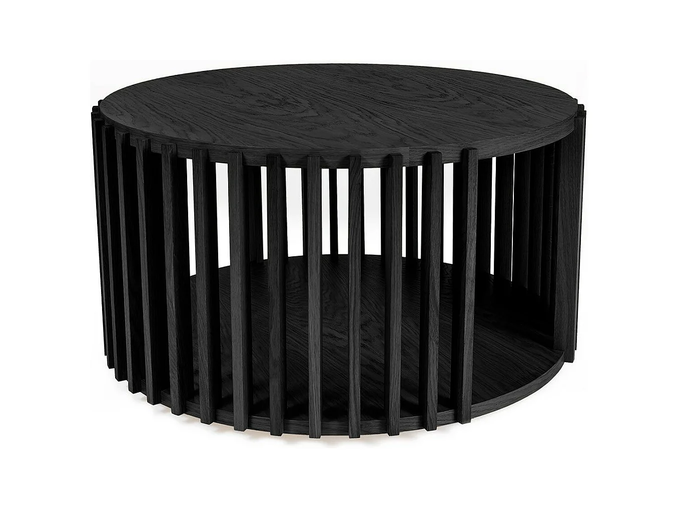 Table Basse Ronde Design "Drum" 83cm Noir