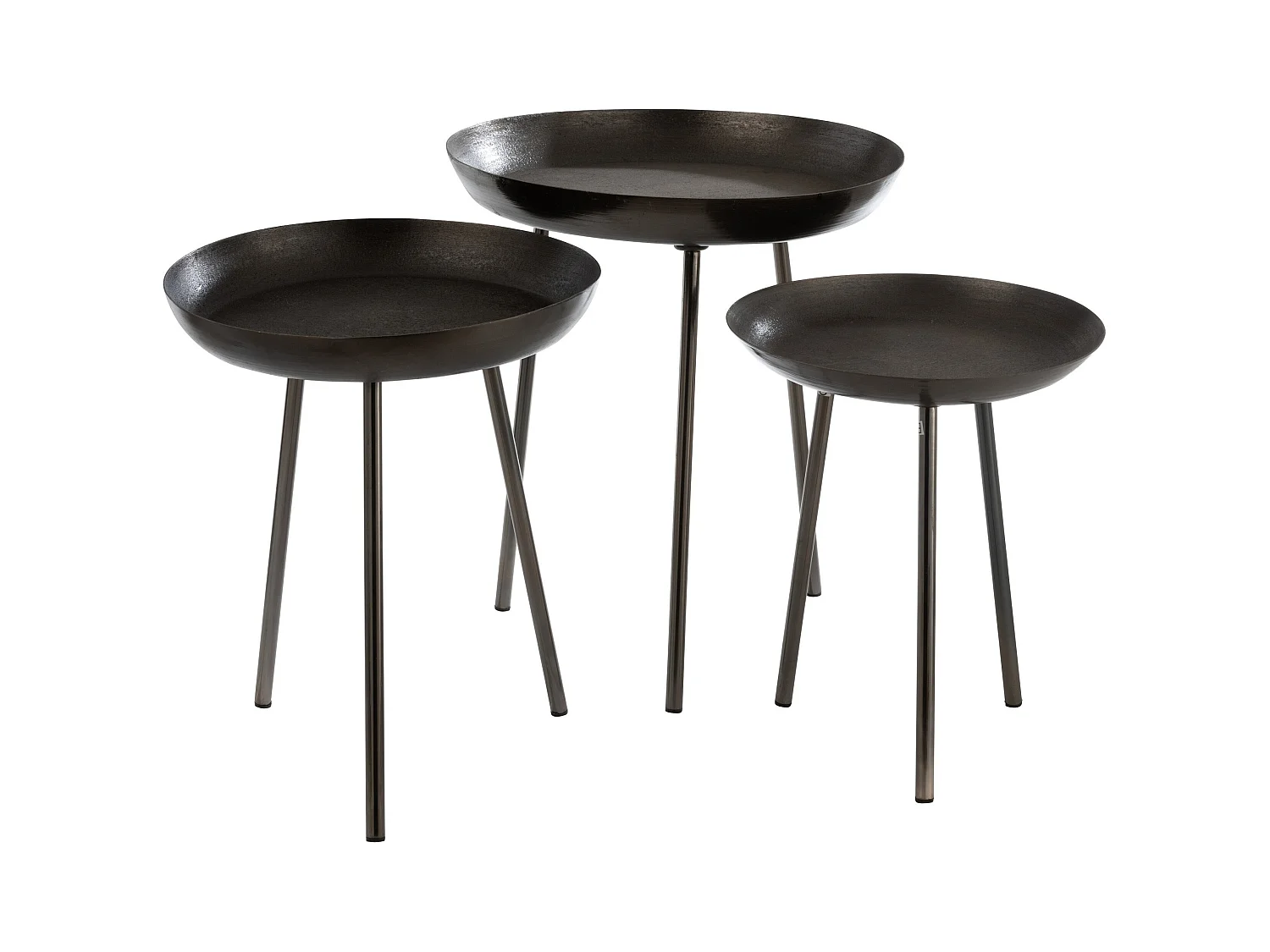 Lot de 3 Tables d'Appoint Rondes "Cario" 50cm Gris