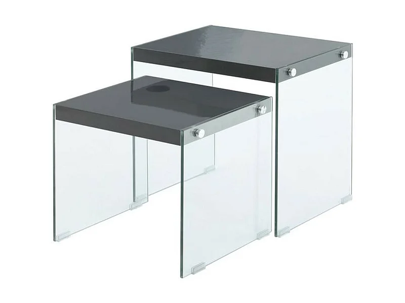 Lot de 2 Tables d'Appoint "Elementary" 46cm Noir Brillant