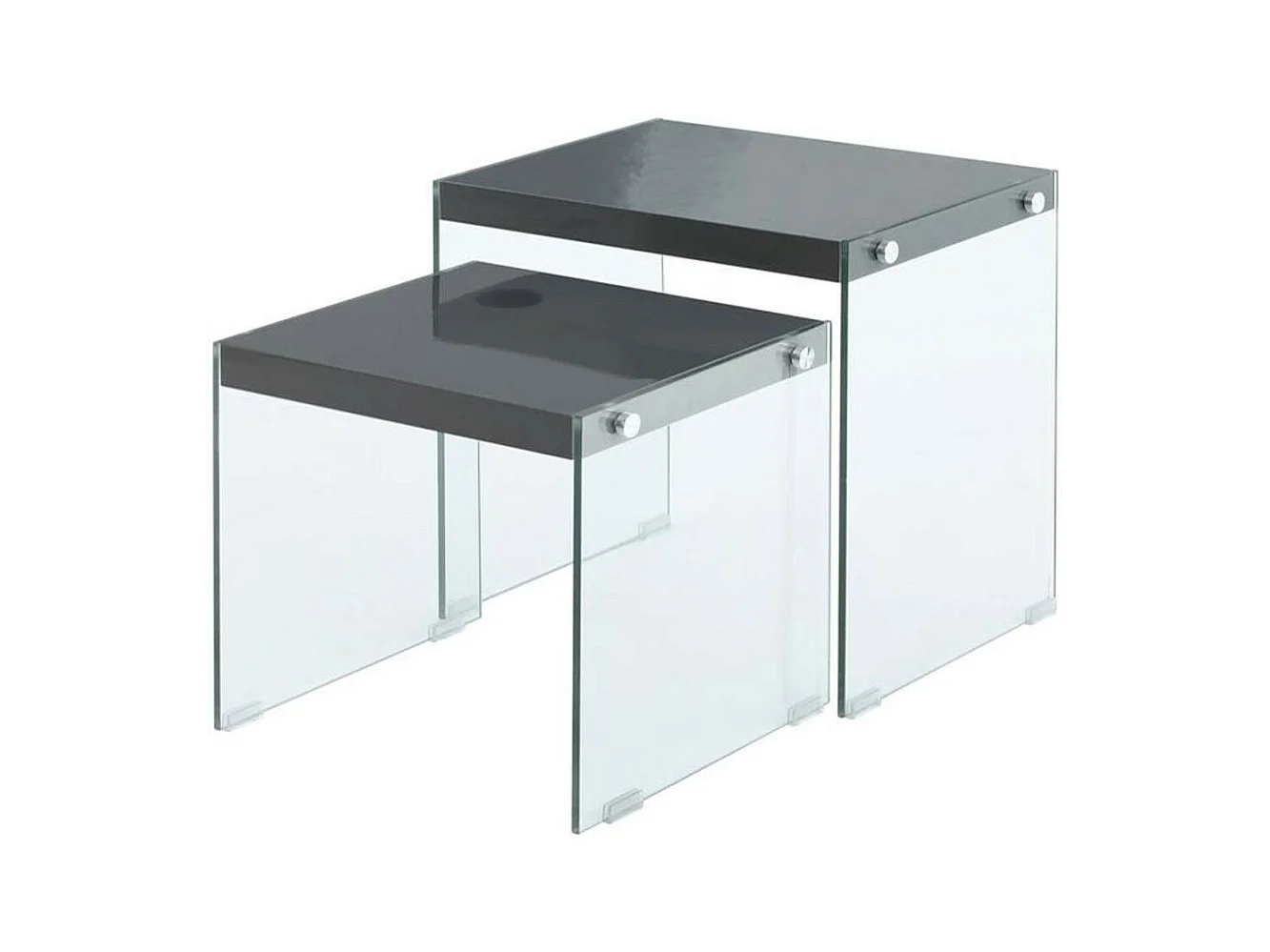 Lot de 2 Tables d'Appoint "Elementary" 46cm Noir Brillant