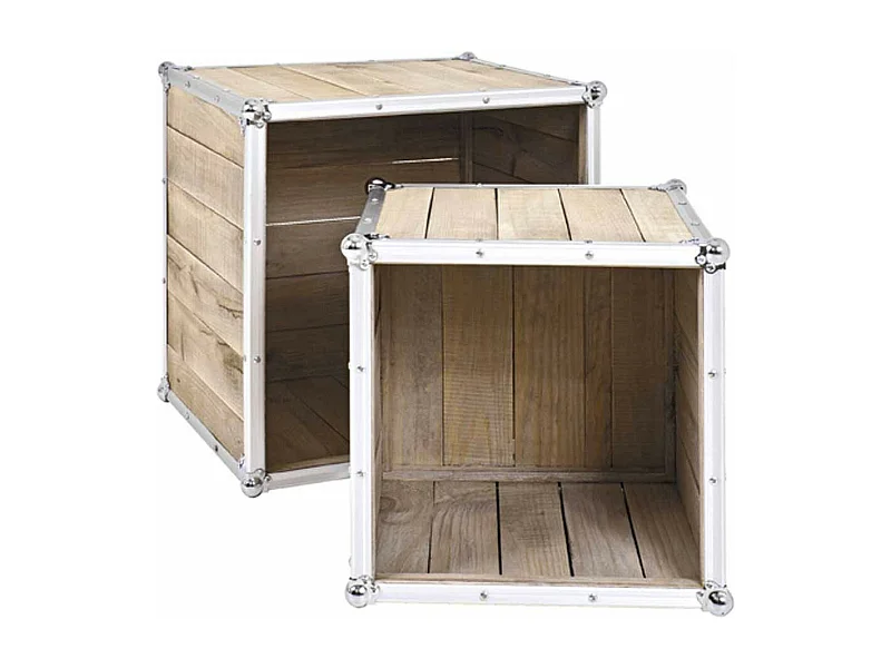 Lot de 2 Tables d'Appoint "Mallette" 47cm Naturel