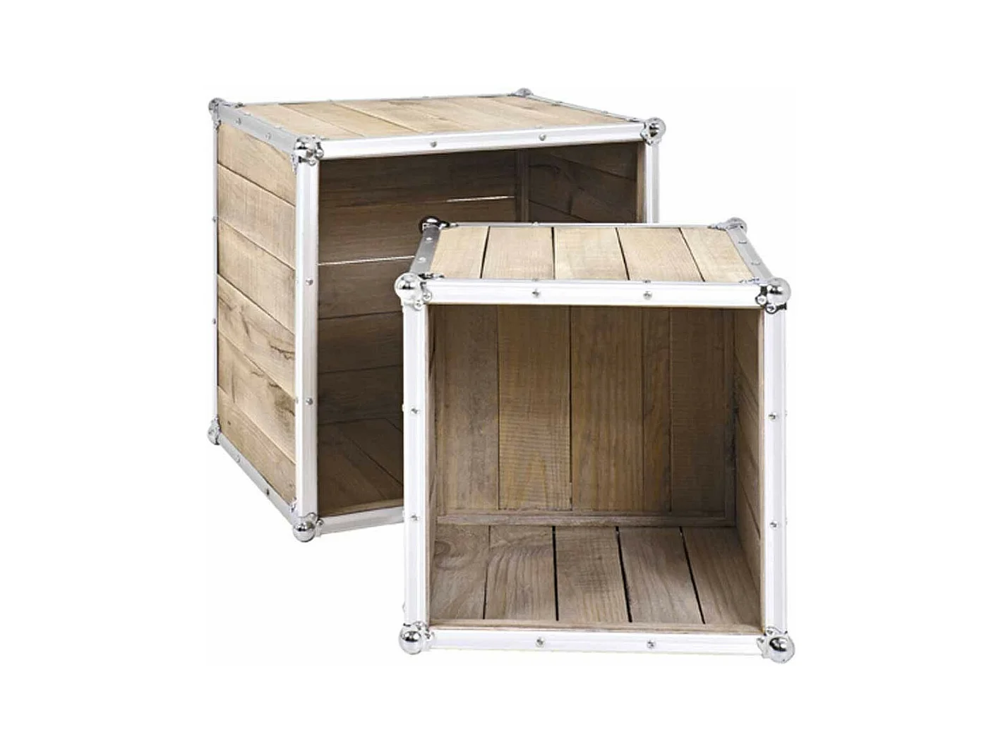 Lot de 2 Tables d'Appoint "Mallette" 47cm Naturel