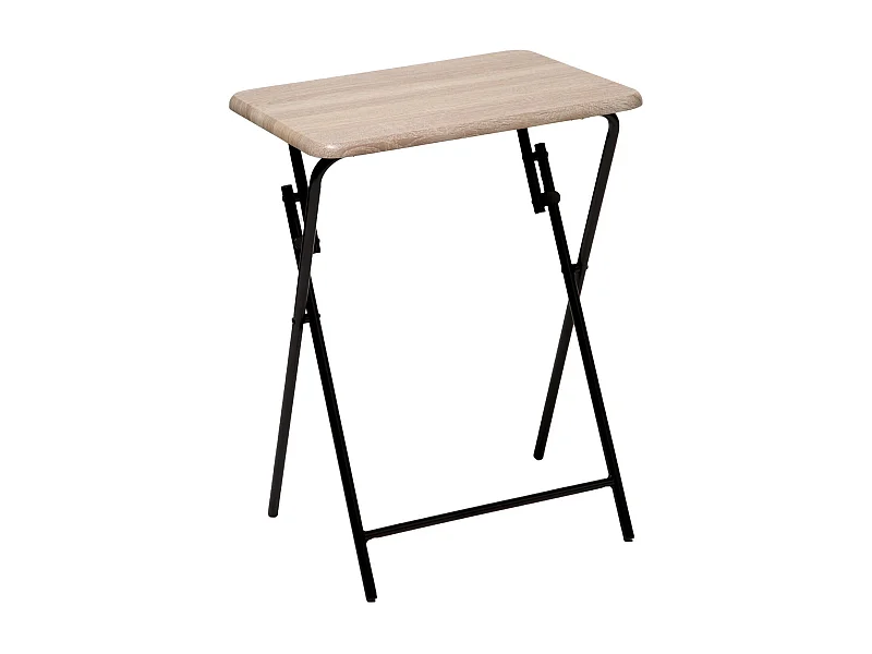 Table d'appoint pliante en bois et métal Grey - L. 48 x H. 65 cm - Marron