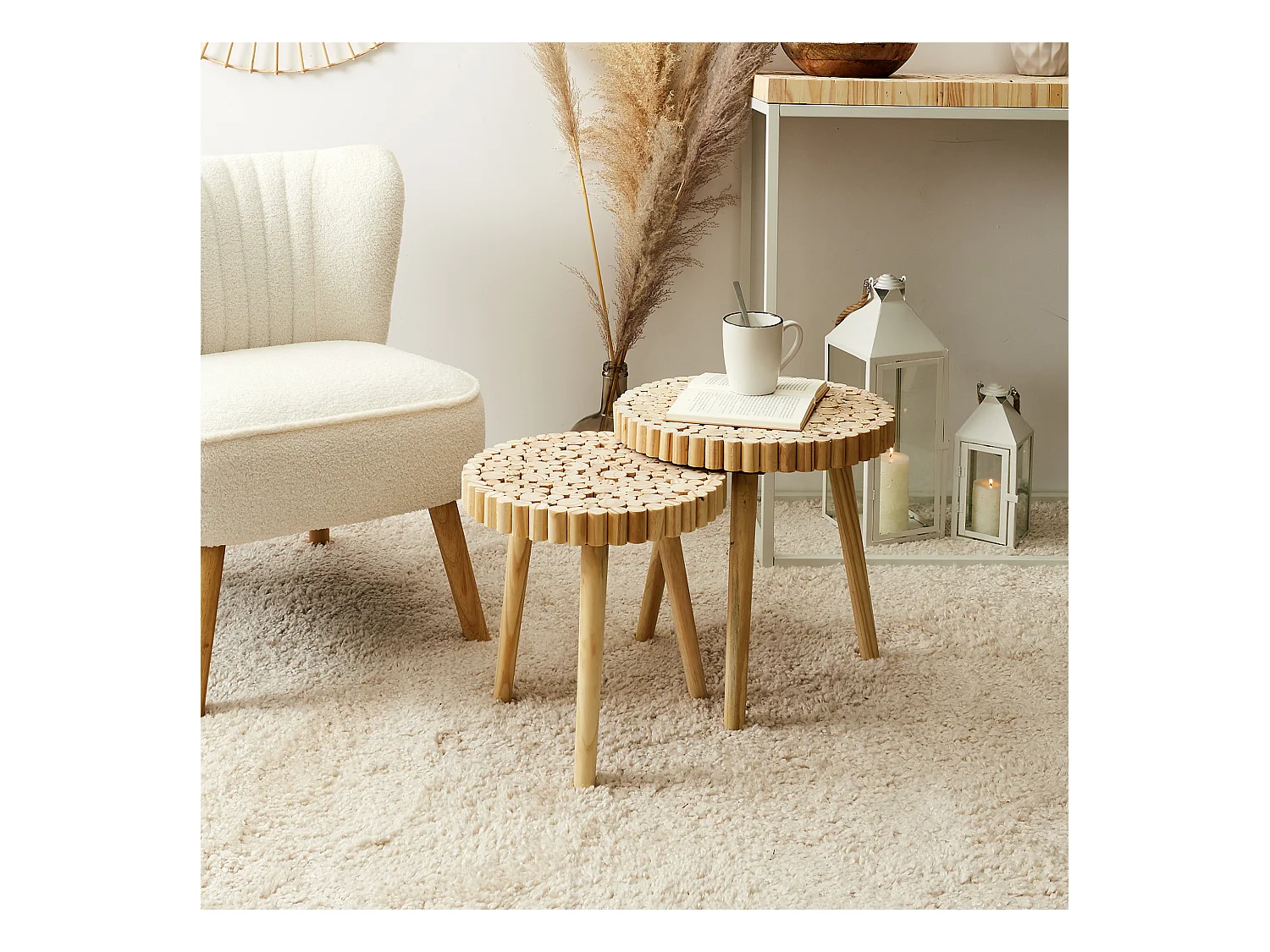 Table Gigogne Rondin Marron