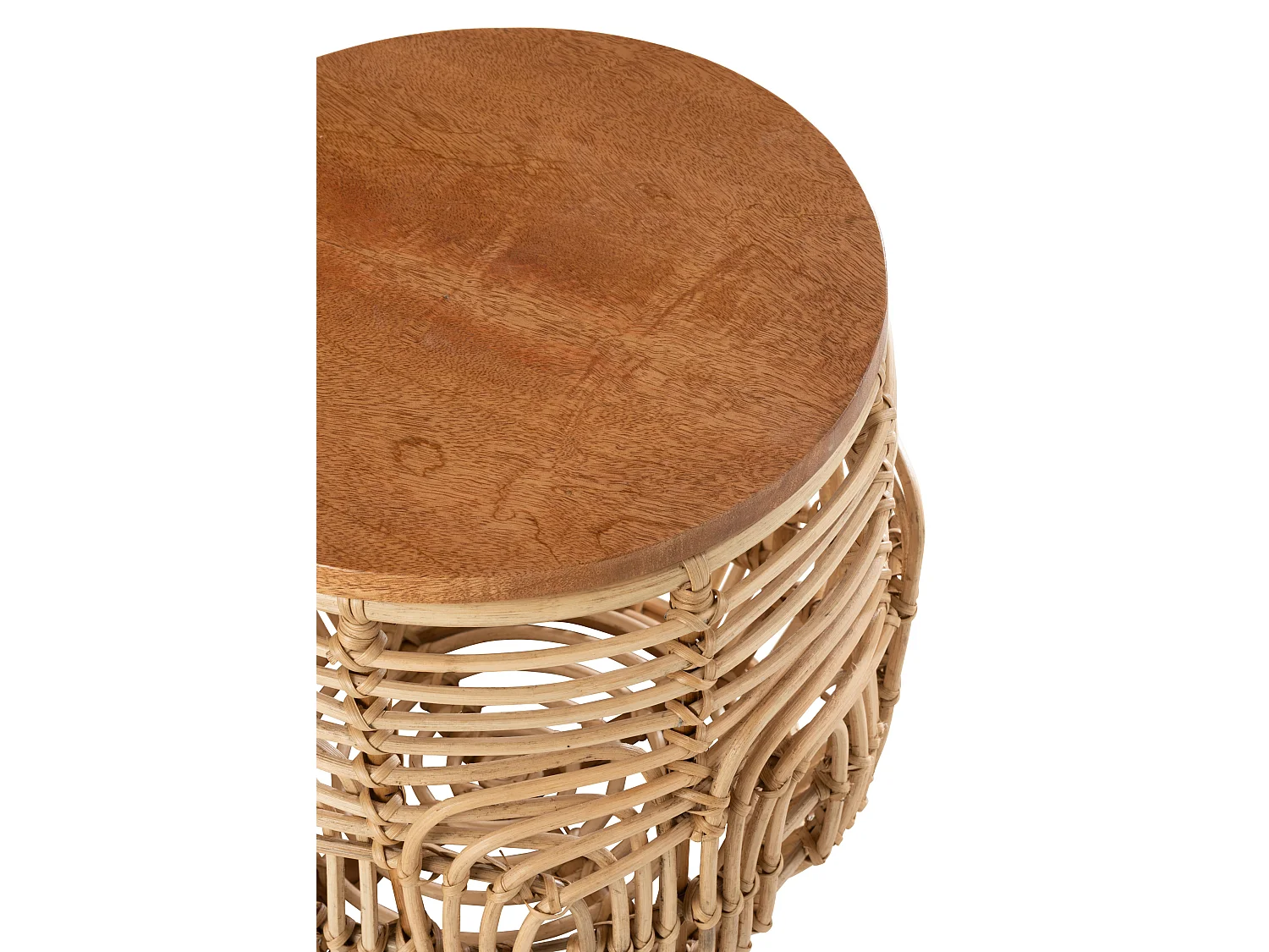 Set van 2 naturel rotan tafels Ellen D 51 cm - Set van 2