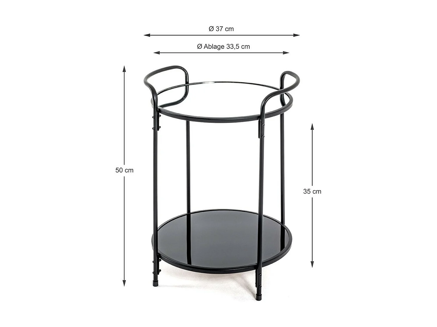 Table d'Appoint Design "Acier Laqué" 50cm Noir