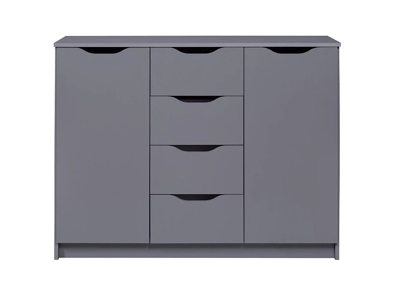 Commode 2 Portes & 4 Tiroirs "Litania" 122cm Gris