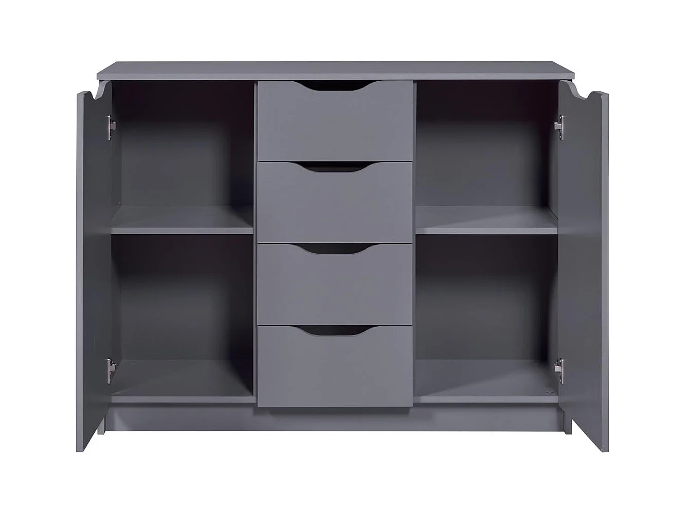 Commode 2 Portes & 4 Tiroirs "Litania" 122cm Gris