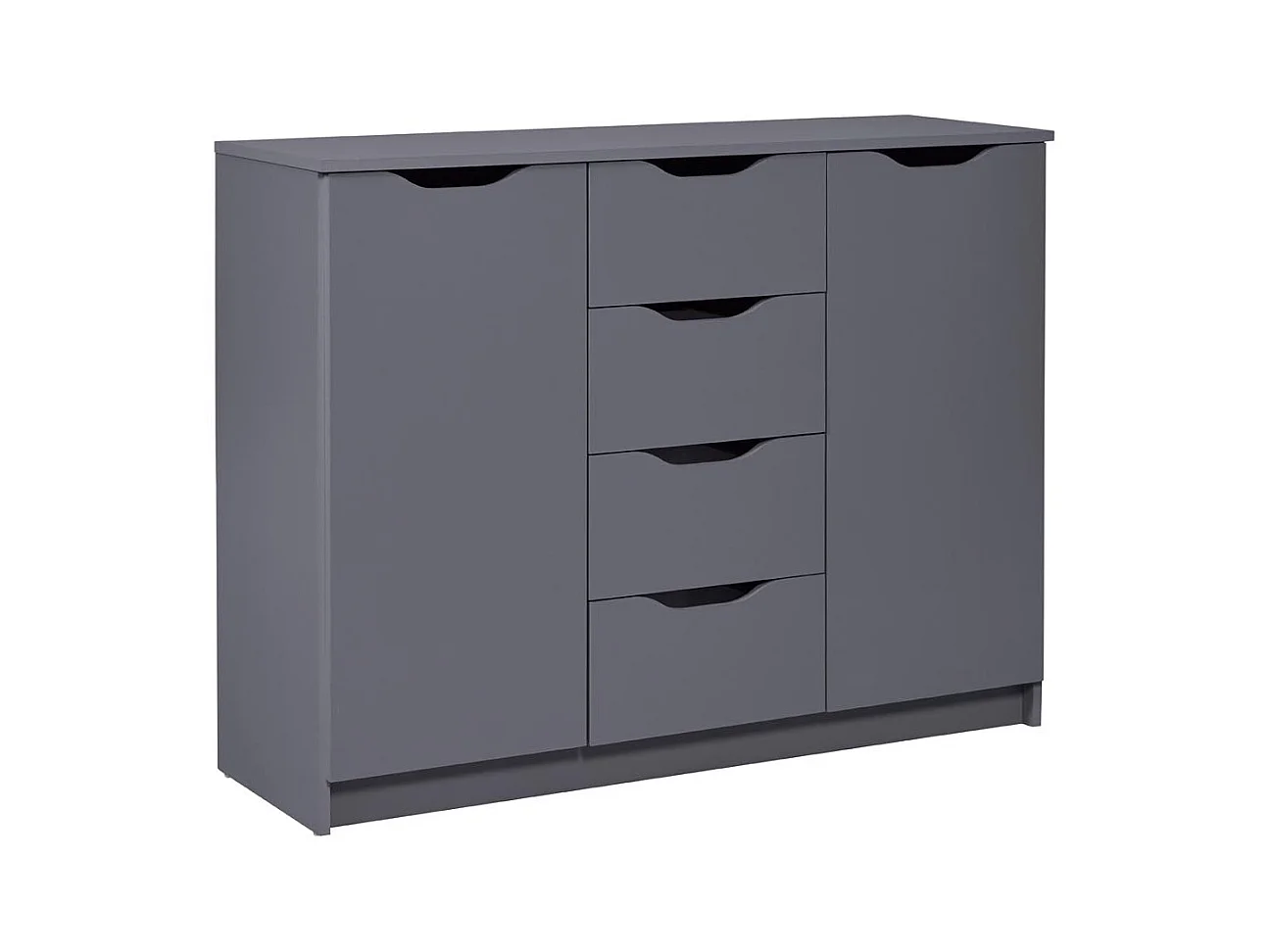 Commode 2 Portes & 4 Tiroirs "Litania" 122cm Gris