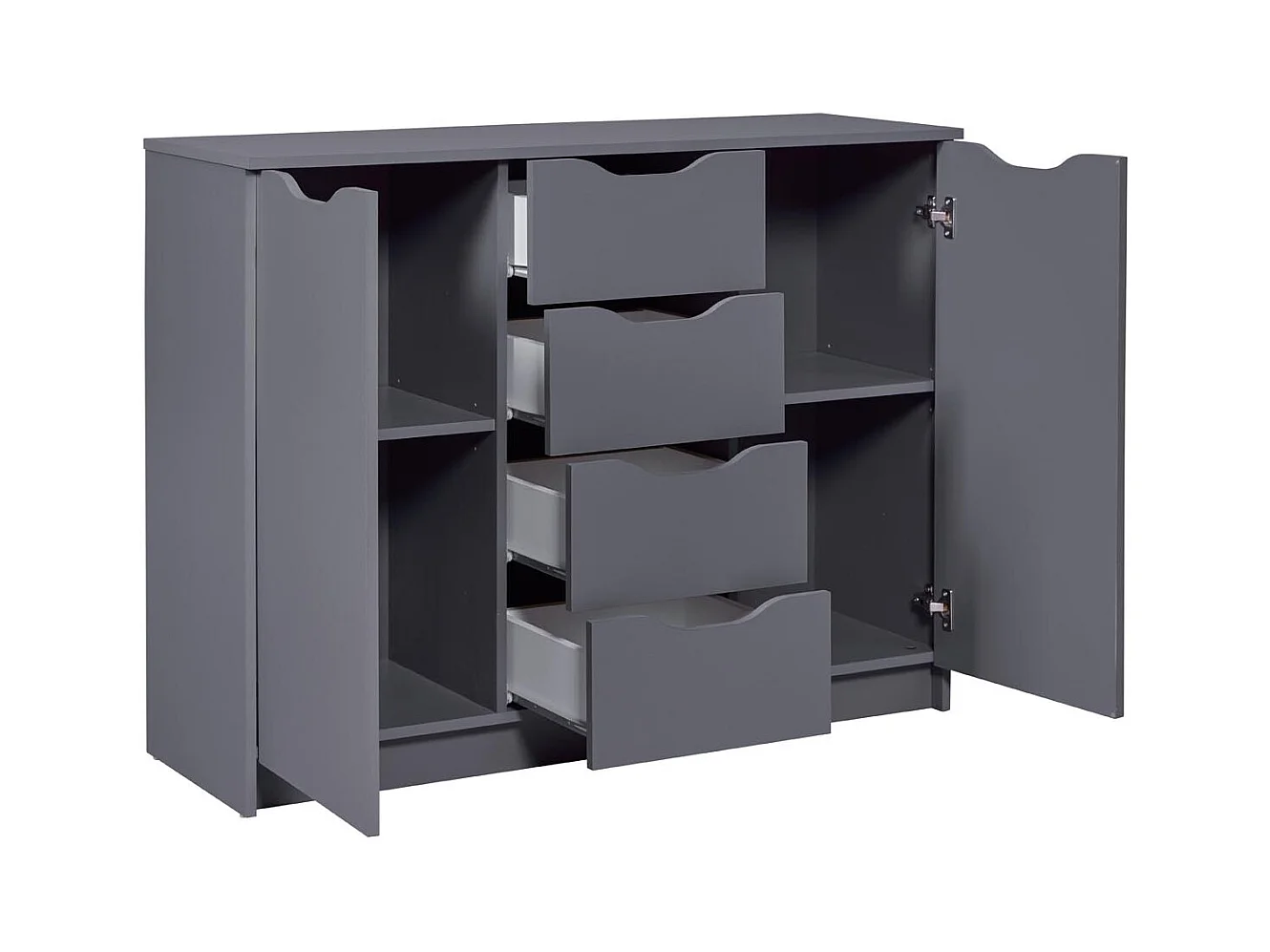 Commode 2 Portes & 4 Tiroirs "Litania" 122cm Gris