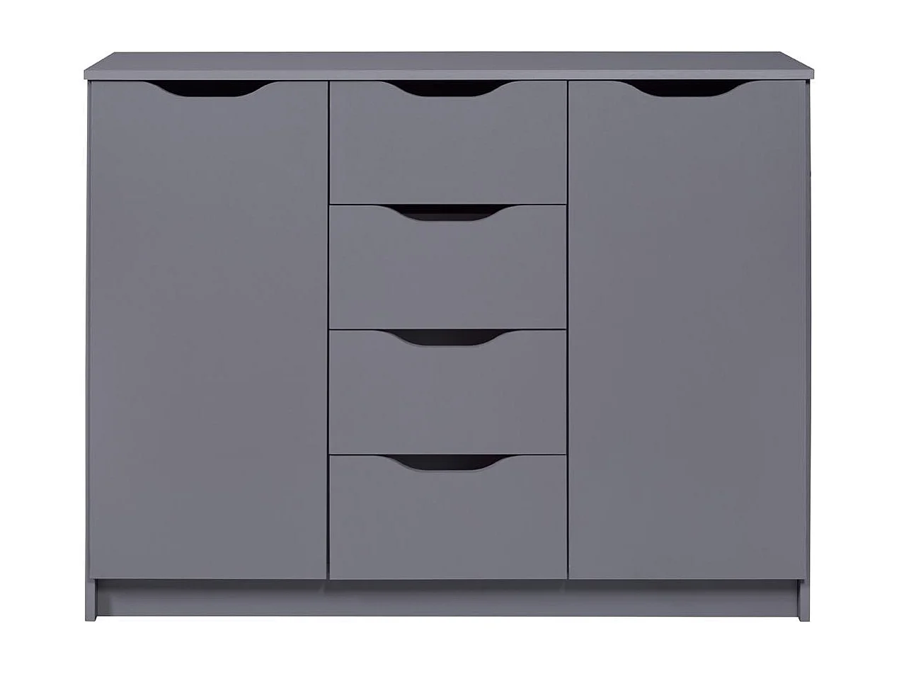 Commode 2 Portes & 4 Tiroirs "Litania" 122cm Gris