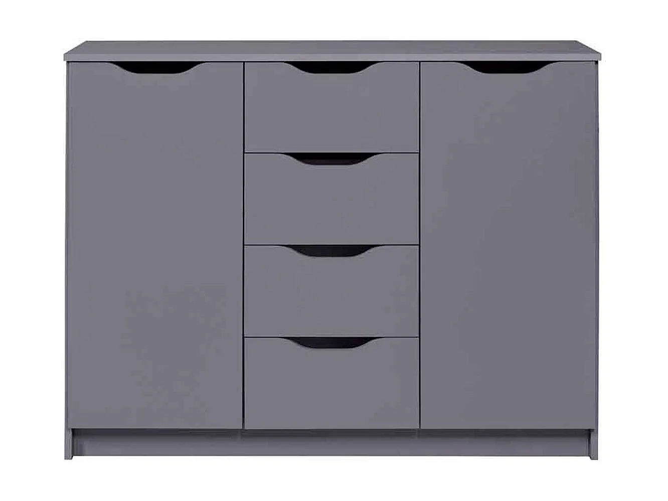 Commode 2 Portes & 4 Tiroirs "Litania" 122cm Gris