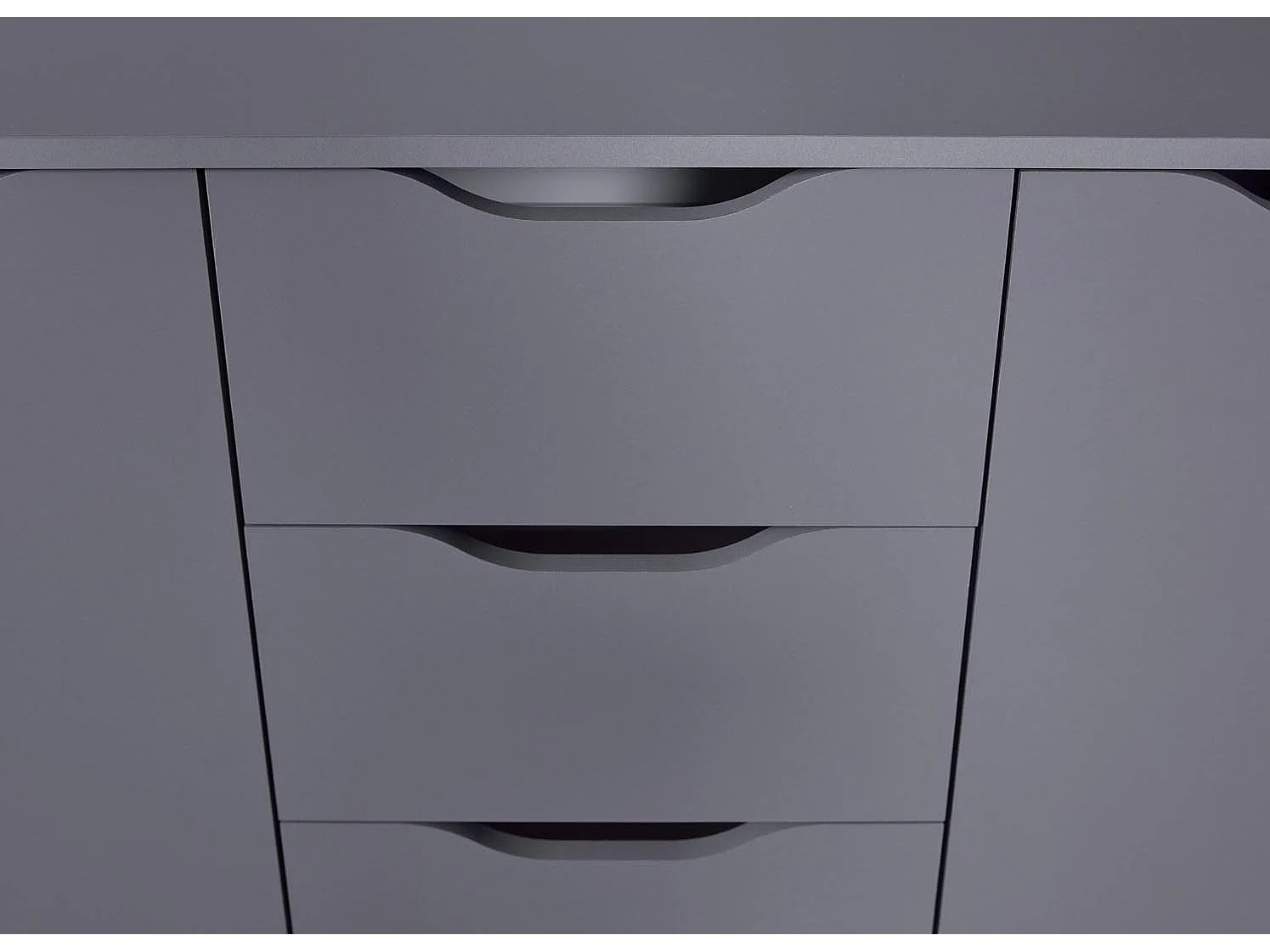 Commode 2 Portes & 4 Tiroirs "Litania" 122cm Gris