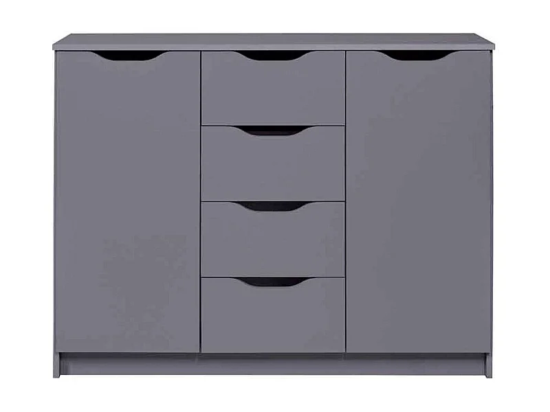 Commode 2 Portes & 4 Tiroirs "Litania" 122cm Gris
