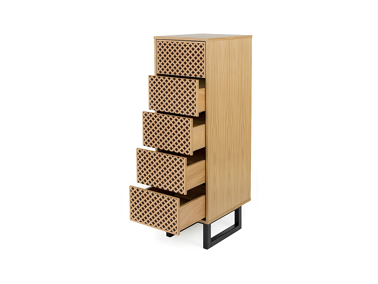 Chiffonnier 5 Tiroirs Diamants "Camden" 123cm Naturel