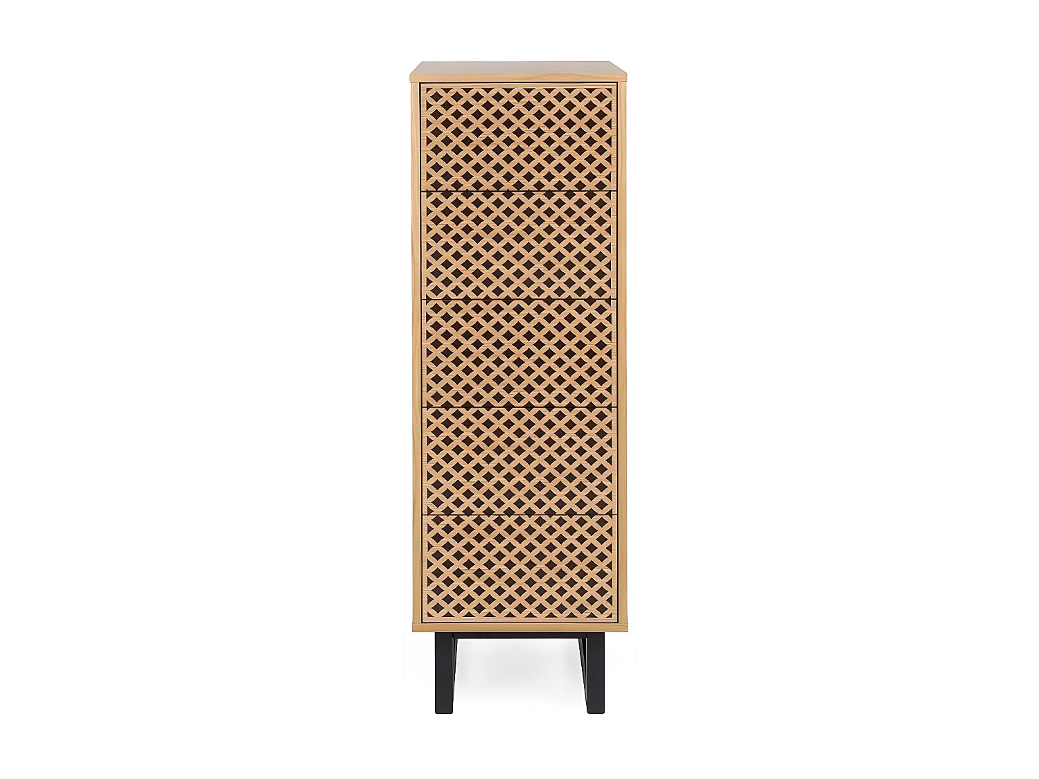 Chiffonnier 5 Tiroirs Diamants "Camden" 123cm Naturel