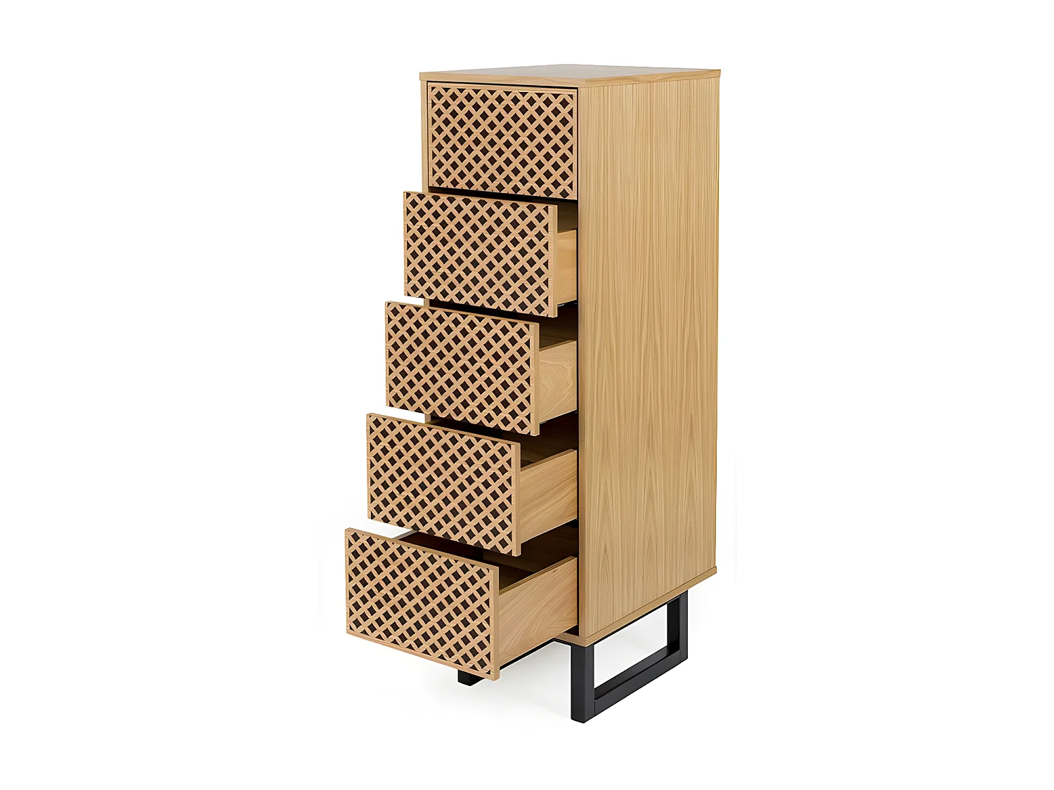 Chiffonnier 5 Tiroirs Diamants "Camden" 123cm Naturel