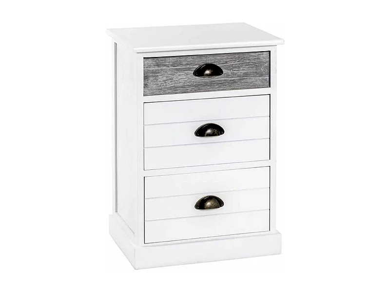Commode en Bois 3 Tiroirs "Mario" 60cm Blanc