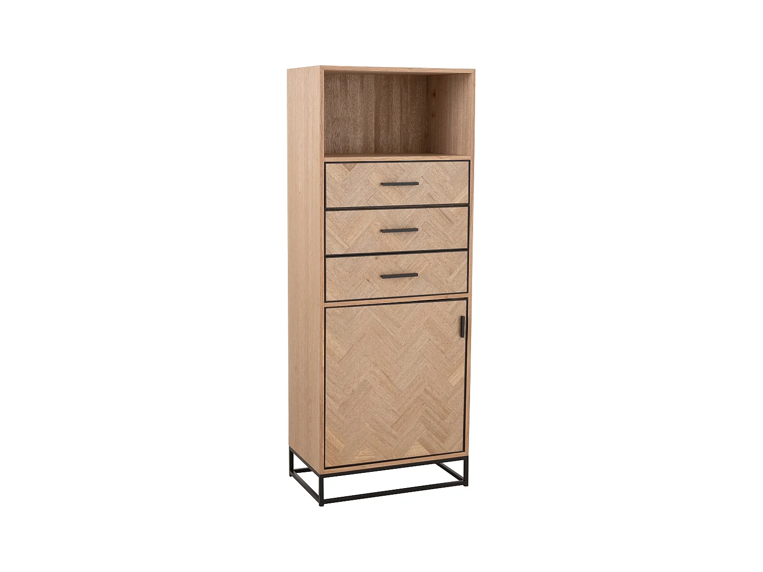 Chiffonnier 3 Tiroirs "Miraza" 158cm Naturel & Noir