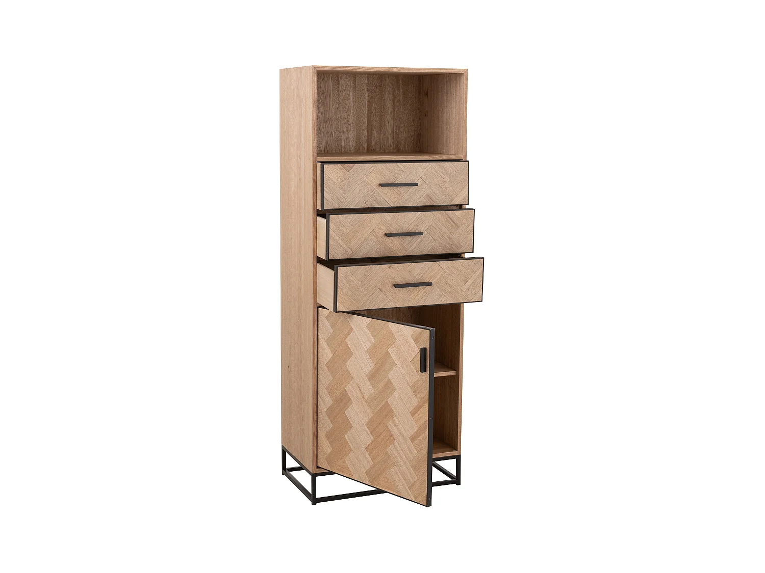 Chiffonnier 3 Tiroirs "Miraza" 158cm Naturel & Noir