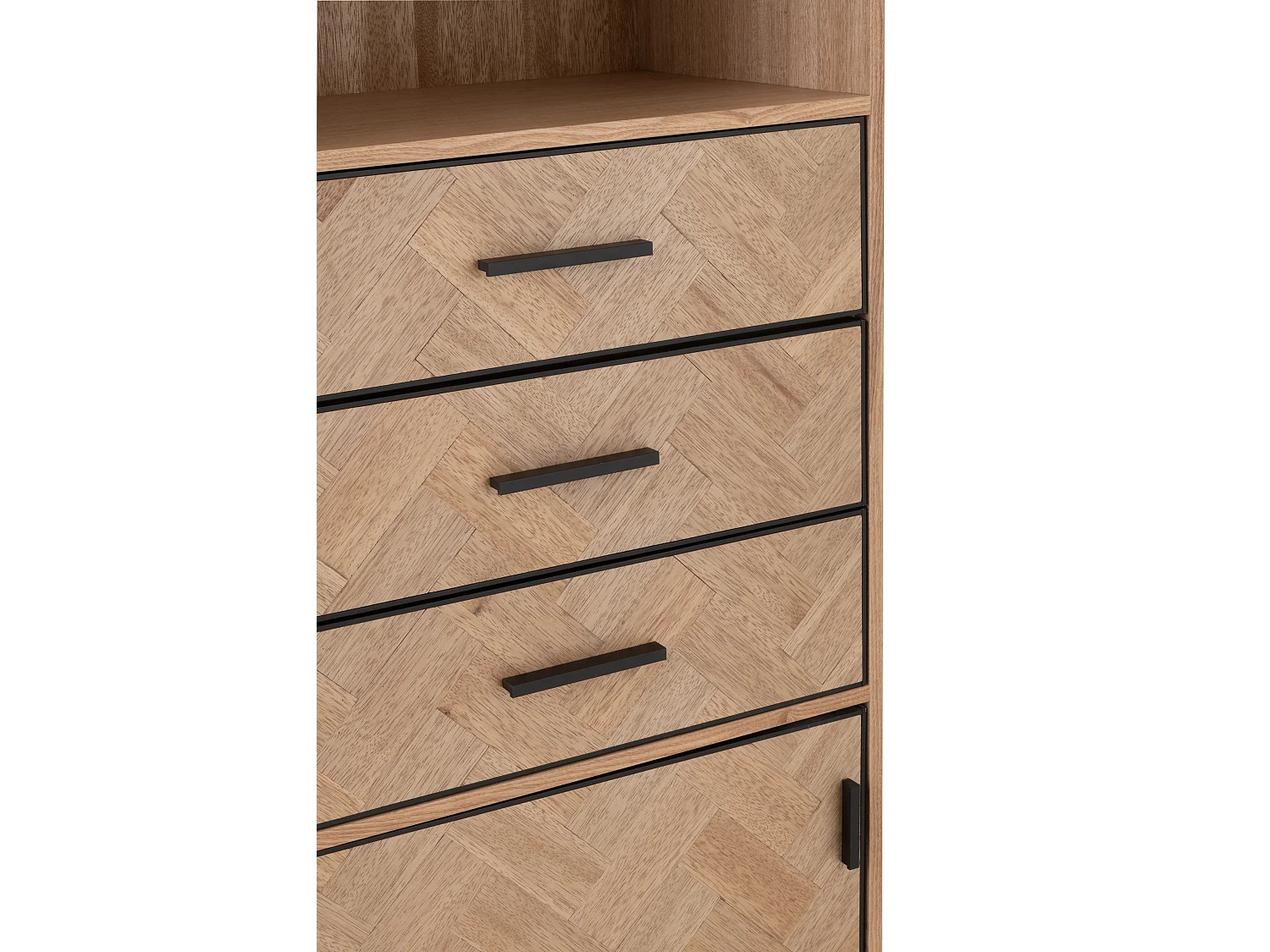 Chiffonnier 3 Tiroirs "Miraza" 158cm Naturel & Noir