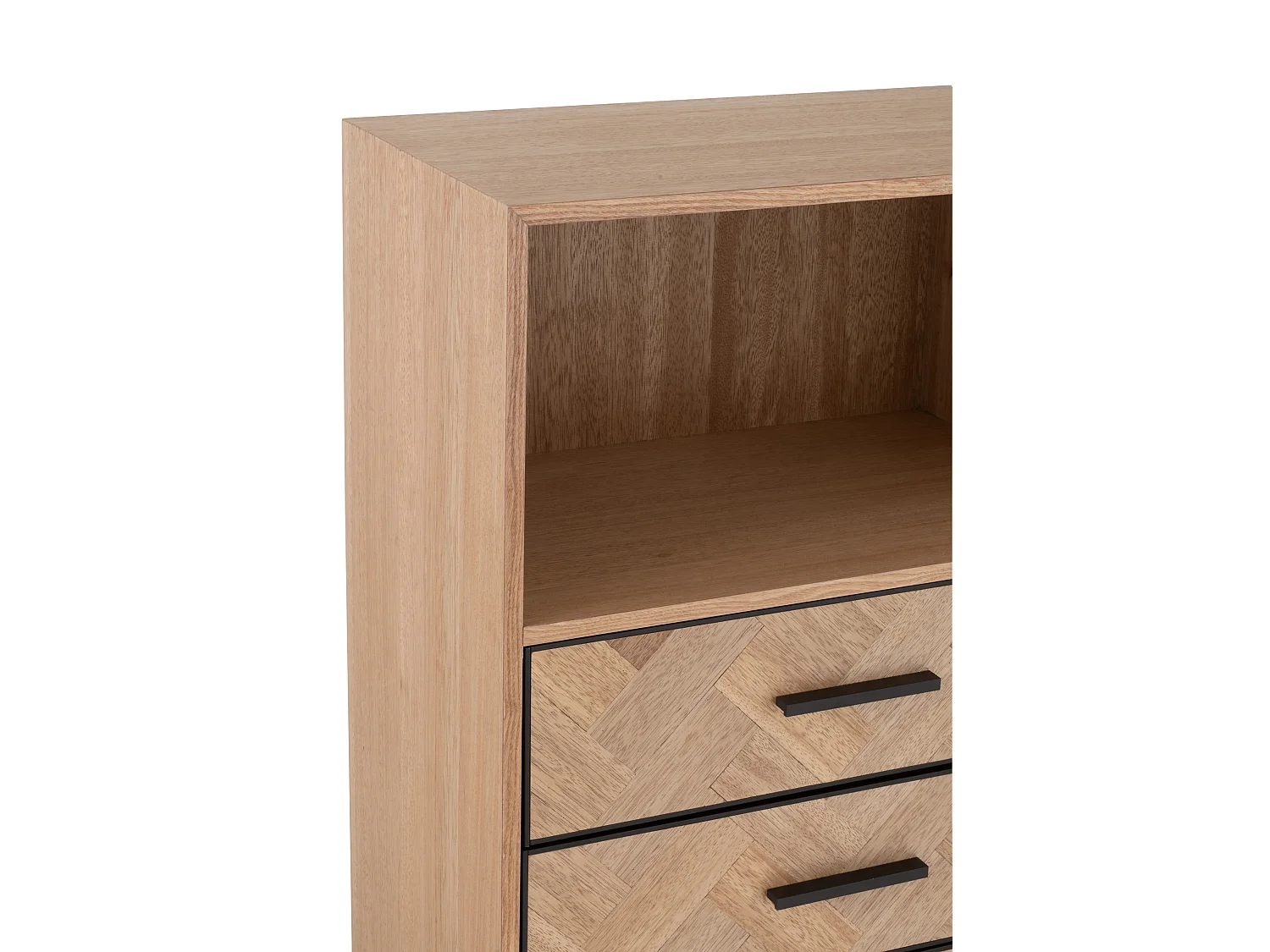 Chiffonnier 3 Tiroirs "Miraza" 158cm Naturel & Noir