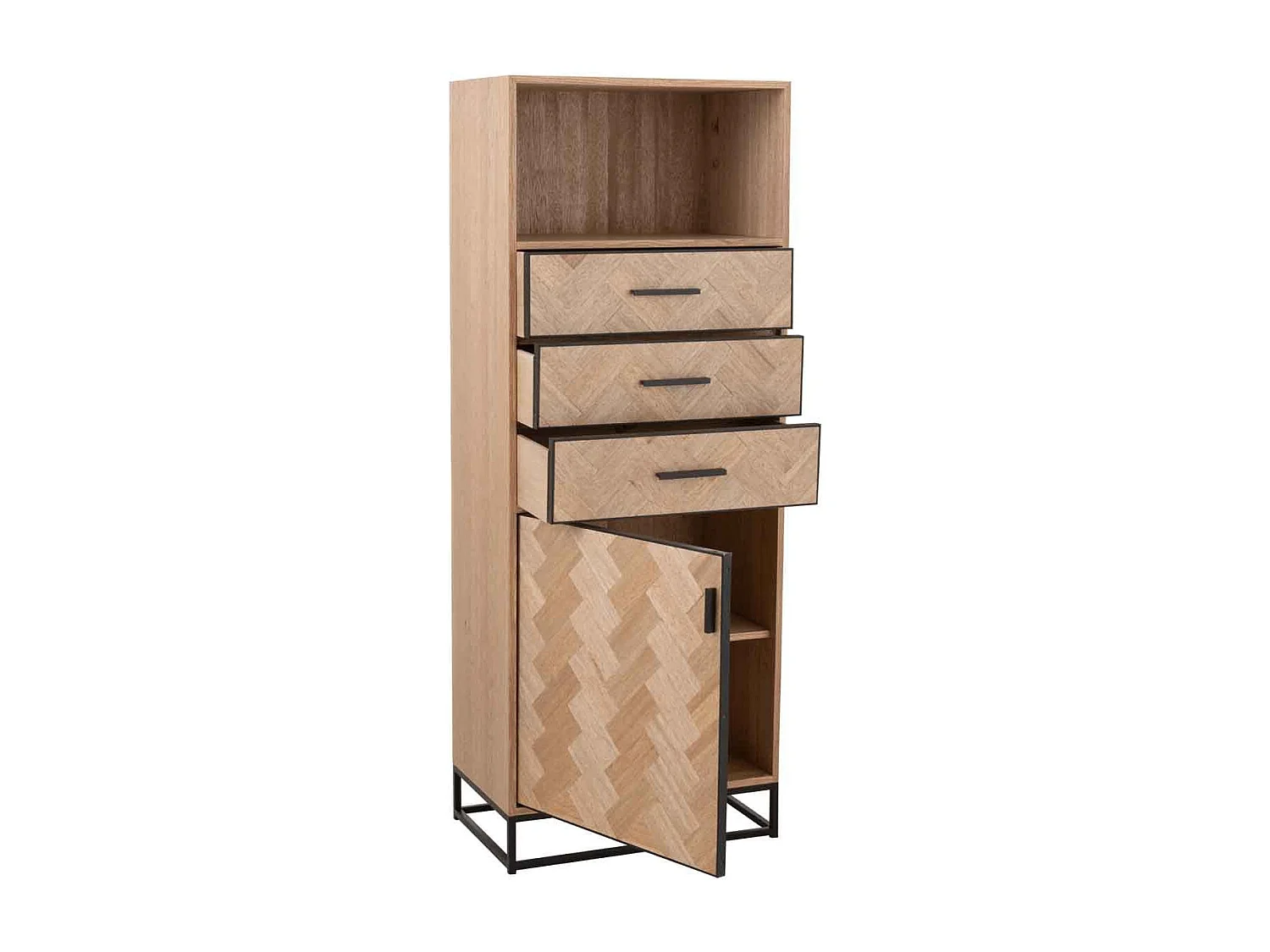 Chiffonnier 3 Tiroirs "Miraza" 158cm Naturel & Noir