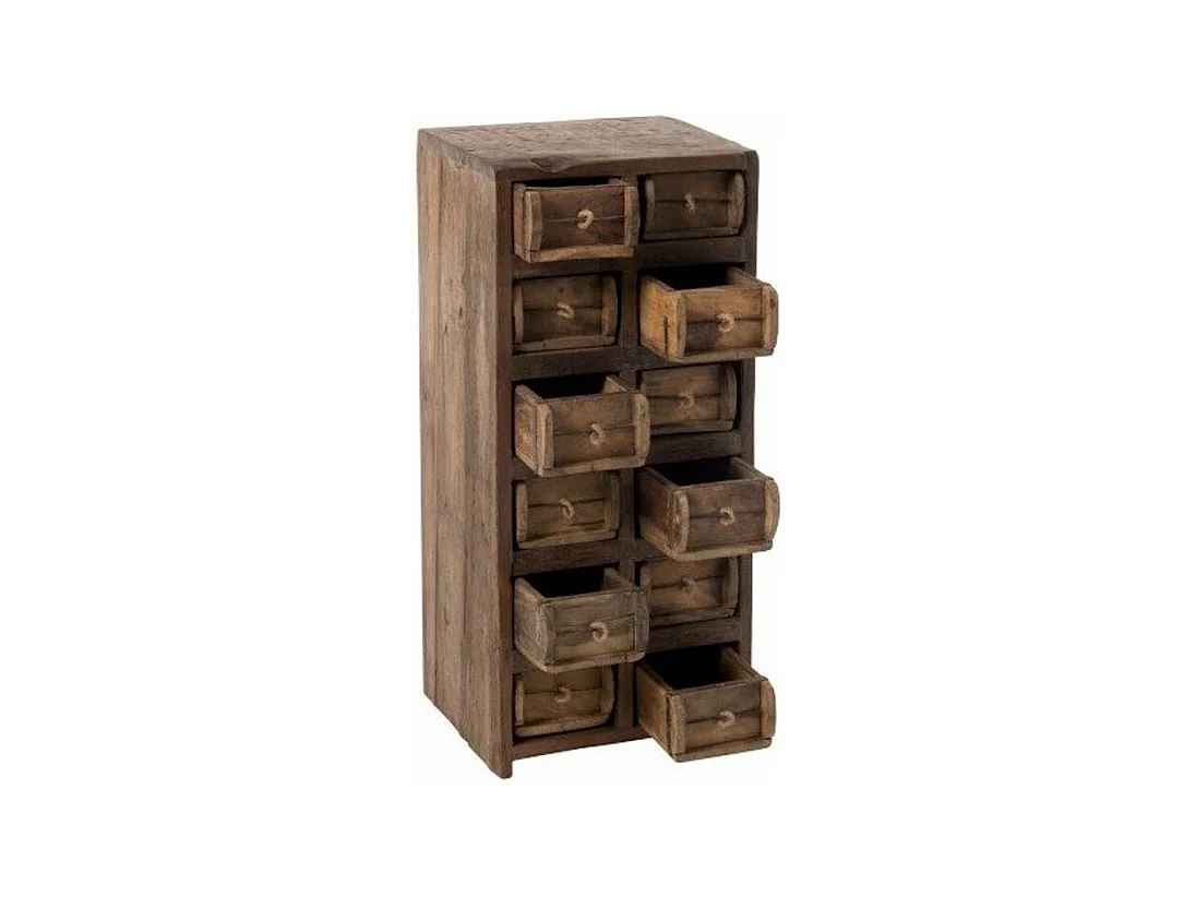 Veda donker gerecycled massief hout Ladekast met 12 laden L 37,5 cm