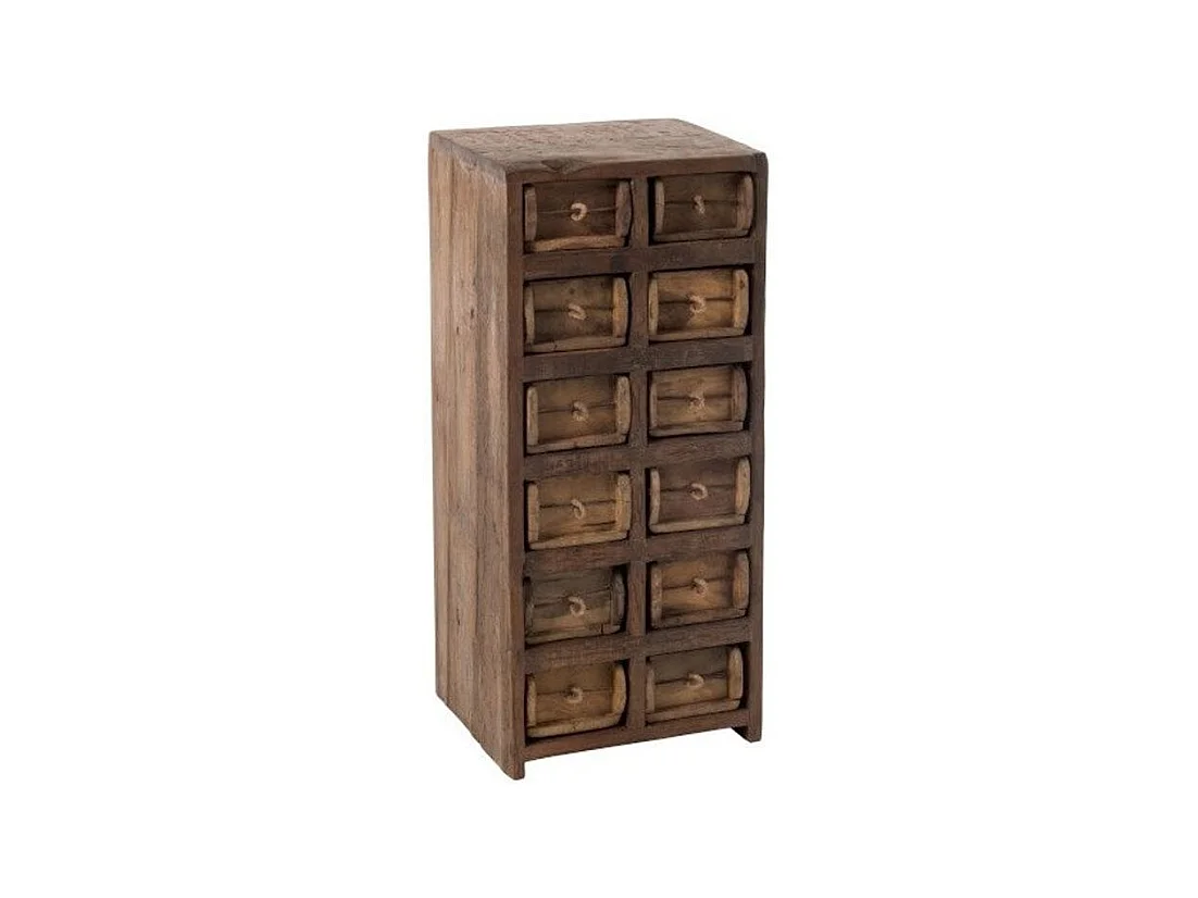 Commode 12 Tiroirs en Bois "Medio" 82cm Naturel
